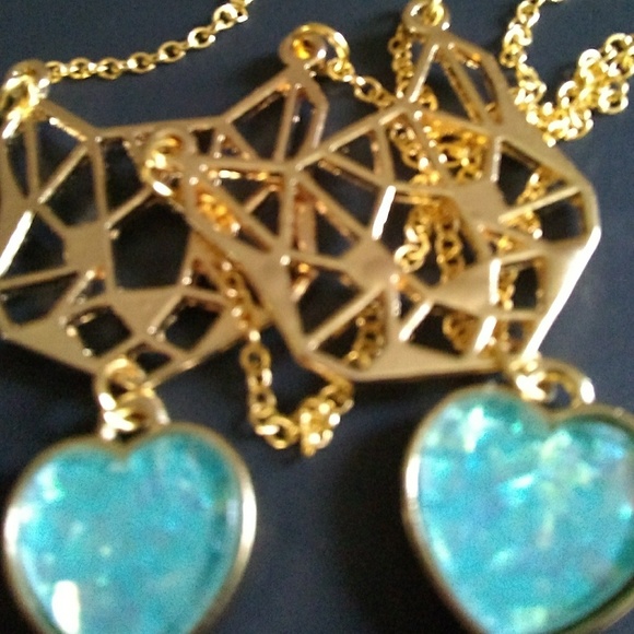 Luxury Gold Plated Mint Green Heart Cat Necklace - Picture 6 of 6